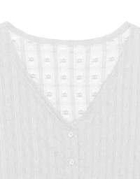 Sheer Daisy Embossed Knit V Neck Cardigan