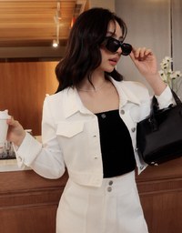Air Space Logo Embroidered Ribbed Cropped Padded Tube Top