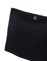 Air Space Logo Embroidered Ribbed Cropped Padded Tube Top