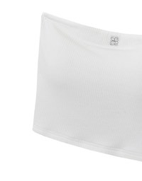 Air Space Logo Embroidered Ribbed Cropped Padded Tube Top