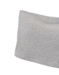 Air Space Logo Embroidered Ribbed Cropped Padded Tube Top