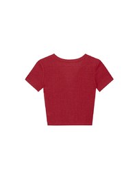 Vネック×ヒトデボタン リブニットトップス