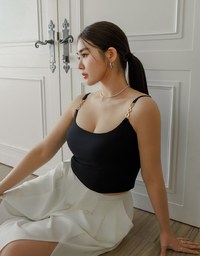 Cooling Fabric Cropped Cami Bra Top with Gold Chain Detail