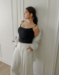 Cooling Fabric Cropped Cami Bra Top with Gold Chain Detail