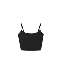 Cooling Fabric Cropped Cami Bra Top with Gold Chain Detail