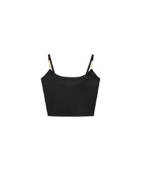 Cooling Fabric Cropped Cami Bra Top with Gold Chain Detail