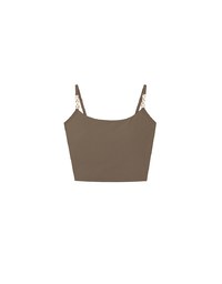 Cooling Fabric Cropped Cami Bra Top with Gold Chain Detail