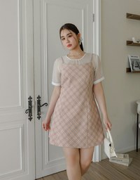 Puff Sleeve Transparent Mesh Top with Elegant Ribbon Back Design