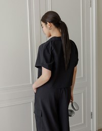Soft Crinkle Fabric Cropped Shirt with Front Flap Pockets