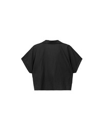 Soft Crinkle Fabric Cropped Shirt with Front Flap Pockets
