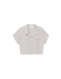 Soft Crinkle Fabric Cropped Shirt with Front Flap Pockets