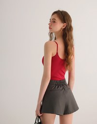 Basic Cooling Fabric Fitted Spaghetti Strap Camisole Bra Top