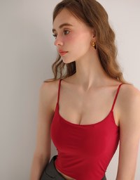 Basic Cooling Fabric Fitted Spaghetti Strap Camisole Bra Top