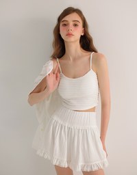 ボーダーショートキャミ(カップ付き)