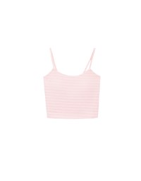 Stretchy Wavy Texture Ribbed Knit Spaghetti Strap Cropped Camisole Padded Top