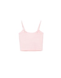 Stretchy Wavy Texture Ribbed Knit Spaghetti Strap Cropped Camisole Padded Top