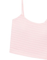 Stretchy Wavy Texture Ribbed Knit Spaghetti Strap Cropped Camisole Padded Top