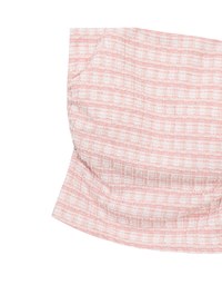 Elegant Tweed Check Textured Strapless Padded Cropped Tube Top