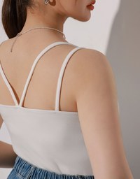 【AiR 2.0】Double Spaghetti Strap V Neck Open Back Bra Top