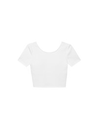 Deep V Back Solid Slim Fit Padded Cropped Tee
