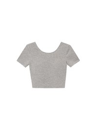 Deep V Back Solid Slim Fit Padded Cropped Tee