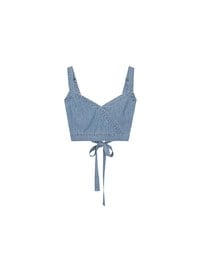 Jeans Denim Crop Vest  Top with Adjustable Straps and Back Tie Detail