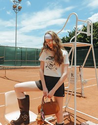 【Lyra & Toby】Printed Lyra Short Sleeve Graphic Cropped Tee