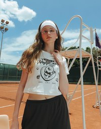 【Lyra & Toby】Printed Lyra Short Sleeve Graphic Cropped Tee