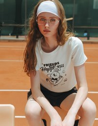 【Lyra & Toby】Printed Lyra Short Sleeve Graphic Cropped Tee