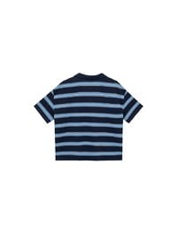 Oversized Polo Knit Top with Retro Stripes– Navy