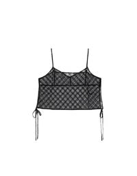 Sheer Polka Dot Cami with Drawstring Sides