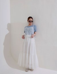 Sheer Polka Dot Cami with Drawstring Sides
