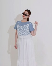 Sheer Polka Dot Cami with Drawstring Sides