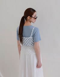 Sheer Polka Dot Cami with Drawstring Sides