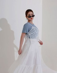 Sheer Polka Dot Cami with Drawstring Sides