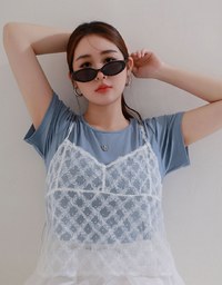 Sheer Polka Dot Cami with Drawstring Sides