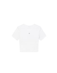 Logo Embroidered Short Sleeve Basic Fitted Tee