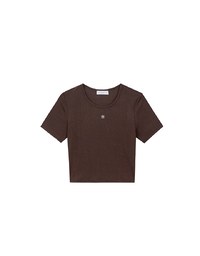 Logo Embroidered Short Sleeve Basic Fitted Tee