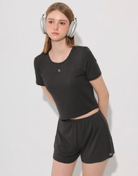 Logo Embroidered Short Sleeve Basic Fitted Tee