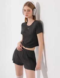 Logo Embroidered Short Sleeve Basic Fitted Tee