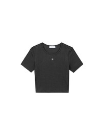 Logo Embroidered Short Sleeve Basic Fitted Tee