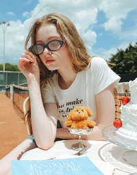 【Lyra & Toby】Embroidery Graphic Slogan Cropped Tee