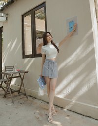 AIRY HOURGLASS Asymmetric Skirt with Drawstring Detail