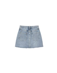 High Waist Distressed Jeans Denim Mini Skirt with Raw Hem
