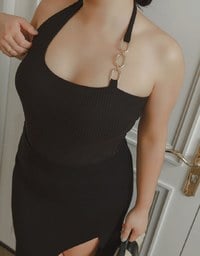 AIRY HOURGLASS Cooling Front Asymmetric Slit Maxi Skirt with Back Pockets