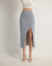 AIRY HOURGLASS Cooling Front Asymmetric Slit Maxi Skirt with Back Pockets