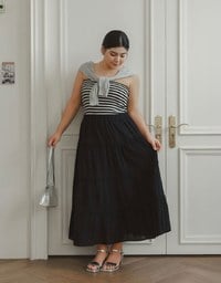 Flowy Polka Dot Tiered Maxi Skirt