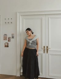 Flowy Polka Dot Tiered Maxi Skirt