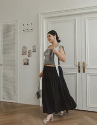 Flowy Polka Dot Tiered Maxi Skirt
