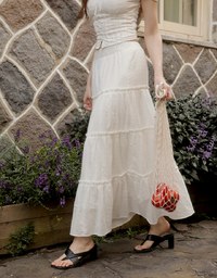 Flowy Polka Dot Tiered Maxi Skirt